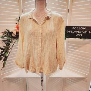 FLAX LINEN YELLOW LONG SLEEVE BUTTON DOWN SIZE MED
